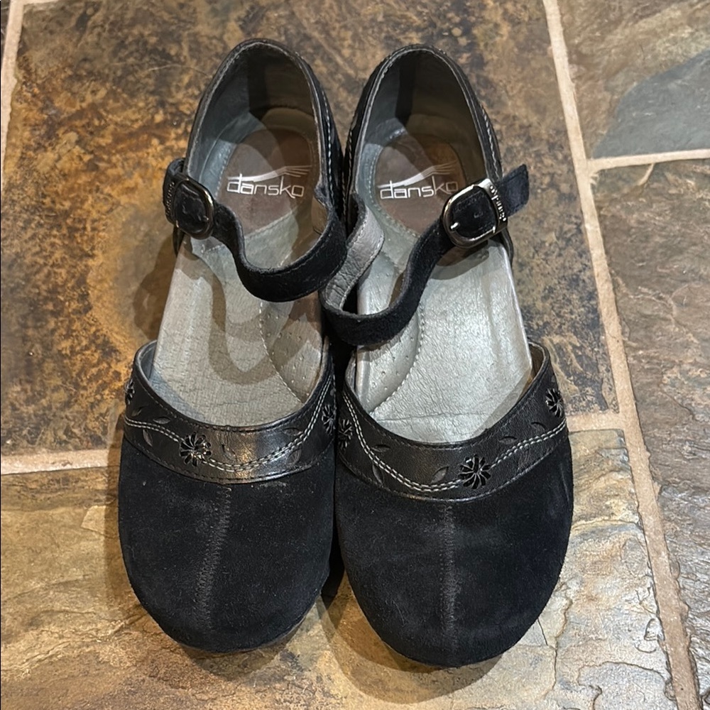 Dansko Black Suede Mary Jane Flats